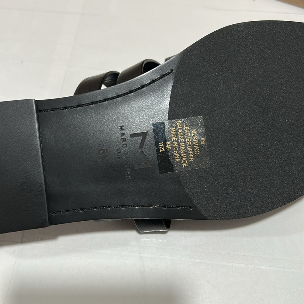 Marc Fisher LTD black kimiko Leather upper slide sandals NWT size 6m… - Picture 9 of 14